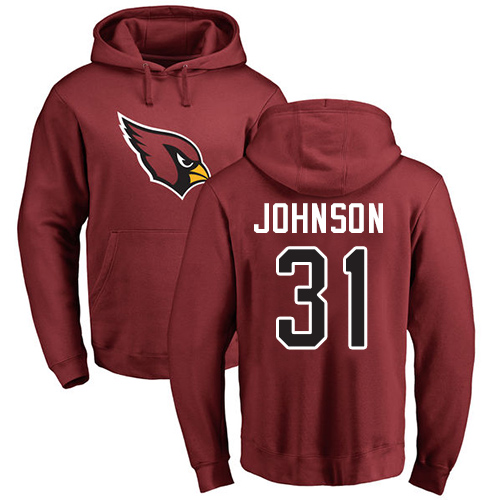 Arizona Cardinals Men Maroon David Johnson Name And Number Logo NFL Football #31 Pullover Hoodie Sweatshirts->nfl t-shirts->Sports Accessory